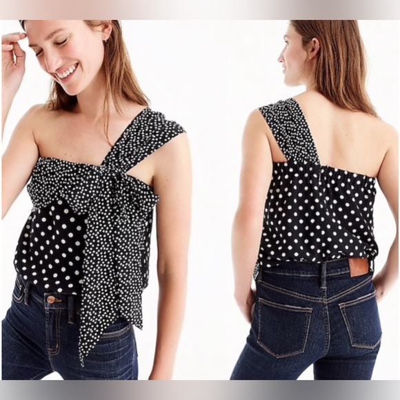J. Crew Tops - J.Crew Polka Dot One Shoulder Tank Size 12